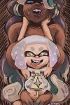 2:3 big_breasts breasts cephalopod clothed clothing duo female female/female hi_res huge_breasts humanoid humanoid_on_humanoid inkling looking_at_viewer marina_(splatoon) marine mollusk nintendo octarian octoling open_mouth open_smile pearl_(splatoon) pseudo_hair ramdoctor smile smiling_at_viewer splatoon tentacle_hair tentacles tongue tongue_out yellow_eyes