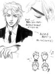  1boy birthmark bishounen collared_shirt dio_brando formal_clothes greyscale jojo_no_kimyou_na_bouken long_hair monochrome necktie phantom_blood shirt sketch sunayama38 