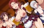  3girls 6+boys alcohol barmaid beer beer_mug blush breast_grab breasts breasts_out brown_eyes brown_hair closed_eyes cum cum_in_pussy cum_on_body cum_on_breasts cup dress em_(totsuzen_no_hakike) facial fellatio gertrud_barkhorn glasses grabbing grabbing_from_behind heidimarie_w._schnaufer hetero indoors inverted_nipples large_breasts long_hair looking_at_viewer microdress minna-dietlinde_wilcke mug multiple_boys multiple_girls nipples no_bra no_panties one_eye_closed open_mouth oral pussy red_eyes red_hair shiny shiny_hair smile strike_witches twintails white_hair world_witches_series 
