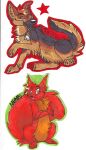 2008 ambiguous_gender black_body black_fur black_text black_whiskers blondefoxy brown_body brown_eyes brown_fur buckteeth canid canine canis character_badge_(artwork) character_name crossed_arms digitigrade dog_tags domestic_dog eyebrows feral fur german_shepherd green_eyes handwritten_text head_tuft herding_dog looking_at_viewer mammal marker_(artwork) multiple_images orange_body orange_fur outline pastoral_dog pen_(artwork) red_body red_fur red_outline rodent sciurid semi-anthro shaded sitting smile smile_lines snout solo star_polygon tail teeth text traditional_media_(artwork) tree_squirrel tuft whiskers