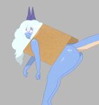  2022 absurd_res anselme anthro blue_body box butt cardboard cardboard_box container cute_eyes dragon female hair hi_res in_box in_container long_hair looking_away pinup pose presenting reptile sangerla_(anselme) scales scalie solo what wingless_dragon 