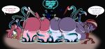 amy_rose anthro big_butt butt clothing dialogue duo eulipotyphlan female female/female green_eyes hands_behind_back hedgehog hi_res human mammal panties pink_body purple_body restrained restrained_by_tentacles risky_boots roga141 sega shantae_(series) sonic_the_hedgehog_(series) speech_bubble tentacles underwear wayforward wedgie