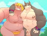 animal_genitalia anthro balls beach big_breasts breast_grab breasts butt canid canine canine_genitalia canis carlos_(renasketched) chest_tuft clothing domestic_dog domestic_pig duo female fur genitals hair hand_on_breast haxsmack hi_res huge_breasts jessie_(rena) jessie_(renasketched) male male/female mammal muscular muscular_male navel nipples nude optional outside overweight overweight_anthro overweight_female penis pit_bull pleasantly pubic sand seaside sheath sky smile suid suine surprise sus_(pig) tail thick_thighs tuft vaginal wide_hips