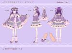  1girl argyle_clothes argyle_dress asahina_mafuyu back_bow bad_id bad_twitter_id bare_legs bare_shoulders bow bow_legwear buttons chocofish closed_mouth collared_dress commentary cross-laced_clothes cross-laced_dress cross-laced_hairband detached_sleeves dress dress_ribbon english_commentary english_text expressionless footwear_bow frilled_dress frilled_footwear frilled_hairband frilled_sleeves frilled_socks frills grey_shorts hair_ribbon hairband highres layered_dress lolita_fashion lolita_hairband long_hair long_sleeves multiple_views nightgown pajamas pink_bow pink_ribbon pink_shirt plaid_clothes plaid_dress plaid_slippers project_sekai purple_background purple_bow purple_dress purple_eyes purple_hair purple_hairband purple_pajamas purple_ribbon purple_sleeves purple_slippers purple_theme reference_sheet ribbon ribbon-trimmed_dress ribbon-trimmed_sleeves ribbon_trim shirt shorts shorts_under_dress slippers socks twitter_username two-tone_bow two-tone_ribbon wavy_hair wide_sleeves 