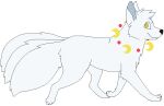 2017 3_tails aliasing alpha_channel ambiguous_gender black_nose blue_inner_ear blue_markings canid canine digital_drawing_(artwork) digital_media_(artwork) digitigrade feral flat_colors fox full-length_portrait fur head_tuft looking_at_viewer mammal markings microsoft_paint_(artwork) moon_(marking) multi_tail paws portrait sebdoggo side_view simple_background smile snout solo tail transparent_background tuft walking white_body white_fur yellow_eyes