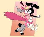 animal_humanoid breasts buckteeth bulge cartoon_eyes cartoon_gloves cartoon_physics cleavage cleavage_overflow cleavage_storage clothed clothing fur grey_clothing hammerspace hammerspace_butt hammerspace_cleavage hammerspace_hips hi_res humanoid infinityartistix kiss_on_lips kissing lagomorph leporid mammal mammal_humanoid monochrome overalls pink_body pink_fur rabbit rodent rodent_humanoid sciurid sciurid_humanoid squirrel_tail teeth toon_june toony toony_expression toony_eyes tree_squirrel tree_squirrel_humanoid