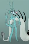 alien angelo_(plentyofsoup) anthro arm_support blue_arms blue_body blue_ears blue_hands blue_head blue_legs blue_neck blue_tail breast_augmentation_scar breasts digital_drawing_(artwork) digital_media_(artwork) female fingers floating_head fur genitals green_pupils half-closed_eyes hi_res humanoid_genitalia hybrid leaning_on_another leaning_on_elbow mammal narrowed_eyes nipples nonbinary_(lore) nude pink_nipples pink_nose plentyofsoup pupils scales scalie scaly_tail severed_body_part severed_head simple_background sketch solo standing tail tail_mouth trans_(lore) undead unusual_anatomy unusual_tail virmit_(plentyofsoup) vulva x_eyes