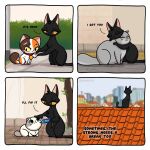  band-aid bandage blood bodily_fluids bru_(kashicats) butter_(kashicats) cali_(kashicats) comforting comforting_another comic crying digital_media_(artwork) domestic_cat duo english_text felid feline felis female feral fur hair hug kashicats male mammal mochi_(kashicats) sad scratches solo tail tears text 