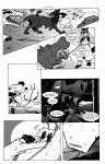 2011 ambiguous_gender ambiguous_species anthro argument black_and_white black_body black_fur black_tail bob_vorsh_(jack) bound chasing cheek_tuft claws clenched_teeth clothed clothed_feral clothing coat cold comic common_hippopotamus countershade_neck countershading cracked_ceiling crossover destroyed_building dialogue dinosaur duo effort english_text eyes_closed eyewear facial_tuft fangs female feral fur glasses groan group gulonine hair hi_res hippopotamid hole_in_ceiling hunting husband_and_wife hybrid hyena jack_salem lisa_svaloe_(jack) looking_at_another looking_back male mammal married_couple marten monochrome motion_lines mustelid musteline onomatopoeia open_mouth pack pince-nez prehistoric_species pushing pushing_object reptile rope roz_gibson ruins running sable_(marten) scabbard scalie sharp_teeth shirt sound_effects speech_bubble steamy_breath struggling stuck tail teeth text text_on_clothing text_on_shirt text_on_topwear thought_bubble tongue topwear trenchcoat tuft tusks whiskers