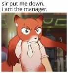  angry canid canine clothing duo english_text ethanol_(bruhtanol) feral feralized fox gloves handwear holding_character human ichijou_seiya itou_kaiji kaiji mammal necktie pov_hands text white_clothing white_gloves white_handwear white_necktie 
