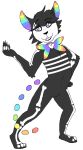2017 aliasing anthro black_body black_fur black_nose bow_tie bow_tie_only digital_drawing_(artwork) digital_media_(artwork) domestic_cat eyebrows eyelashes featureless_crotch felid feline felis flat_colors floating_head floating_tail full-length_portrait fur grin hand_on_hip hand_on_own_hip head_tuft male mammal microsoft_paint_(artwork) mostly_nude multicolored_bow_tie multicolored_tail plantigrade portrait pupils purple_eyes rainbow_bow_tie rainbow_inner_ear rainbow_tail raised_eyebrows sebdoggo smile solo standing striped_inner_ear tail tuft white_body white_fur white_pupils