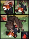 agavegator animal_genitalia animal_penis animate_inanimate anthro artist_logo balls becoming_erect canid canine canine_genitalia canine_penis canis claws close-up collar collar_only comic comic_panel digital_media_(artwork) duo english_text erection expressive_eyes felid feline fully_sheathed fur genitals grinding hi_res holding_in_mouth humping kitt knot living_plushie logo male male/male mammal masturbation mythological_canine mythological_creature mythology nude outside outside_sex penetration penile penis plushie plushie_humping plushie_penetrated plushophilia rog_(rogulus) sex sheath signature snarling sound_effects stitch_(sewing) tail tearing teeth text werecanid werecanine werecreature werewolf wolf