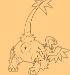 2019 3_fingers 3_toes ambiguous_gender anus anus_focus archeops bedroom_eyes big_anus biped bipedal_feral blush bottom_heavy claw_fingers claw_toes feet feral fingers fossil_pokemon generation_5_pokemon hi_res huge_anus line_art long_tail looking_at_viewer looking_back looking_back_at_viewer lying miradrgn narrowed_eyes nintendo null on_front pokemon pokemon_(species) pupils rear_view seductive semi-anthro simple_background slit_pupils smile solo tail tail_tuft three-quarter_view toes toony tuft yellow_background