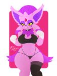 absurd_res anthro blush breasts claws clothing eeveelution espeon female fur fusion generation_2_pokemon generation_4_pokemon hi_res irgramfox mammal nintendo pokemon pokemon_(species) pokemon_fusion simple_background smile solo weavile