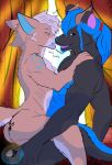canid canine canis demon demon_ferret dex_longtail father_(lore) hi_res horn leo_wolfsbane mammal mxm nude on_lap parent_(lore) son_(lore) tattoo wolf