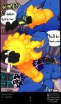 3_panel_comic after_vore anthro balls big_balls big_dom_small_sub big_penis black_body black_fur blue_body blue_fur bodily_fluids churning_balls cock_head_gulp cock_vore cum cum_vore dialogue digestion dominant duo fatal_vore fur genital_fluids genitals glorp glowing glowing_genitalia hand_on_head hi_res howzit_toyah huge_balls huge_penis hyper hyper_balls hyper_genitalia hyper_penis licking machine male male/male multi_eye neck_tuft onomatopoeia oral orange_penis penile penile_spines penis penis_lick precum protogen respawning saliva science_fiction sex size_difference sound_effects tail tail_mouth text tongue tuft unusual_anatomy unusual_tail vore yellow_penis yeno