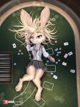  absurd_res anthro blackjack_table breasts card_game clothed clothing female gaming hi_res lagomorph leporid link6432 mammal panties rabbit solo underwear 