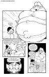 2021 4_panel_comic 5_fingers anthro avian beak beanie belly belly_tuft big_belly bird black_and_white bodily_fluids border bottomwear bovid caprine closed_smile clothed clothing comic container cross-eyed dialogue digital_media_(artwork) duo embarrassed english_text eyebrow_through_hair eyebrows facial_hair feathers fingers flying_sweatdrops food fur goatee hair half-closed_eyes happy hat headgear headwear hi_res holding_food holding_object holding_pizza hoodie huge_belly josh_(nekocrispy) male mammal monochrome moobs mouth_closed narrowed_eyes navel_tuft nekocrispy nervous obese obese_anthro obese_male open_mouth open_smile overweight overweight_anthro overweight_male pants pizza pizza_box pupils roy_(nekocrispy) sheep shirt size_difference slim_anthro slim_male smile snout standing sweat sweatdrop talking_to_another teeth text thought_bubble topwear translucent translucent_hair tuft url white_border wool_(fur) wool_hair