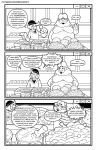 2021 3_panel_comic 5_fingers anthro appliance avian beak beanie belly big_belly bird black_and_white border bovid burger caprine chicken_meat closed_smile clothed clothing comic container cutaway dessert dialogue digital_media_(artwork) duo english_text expression_cutaway eyebrow_through_hair eyebrows eyes_closed facial_hair feathers fingers flash_bubble food fur gesture goatee hair half-closed_eyes hand_gesture hand_on_belly hat headgear headwear hi_res hoodie ice_cream inside josh_(nekocrispy) kitchen_appliance livestream looking_at_viewer male mammal meat monochrome moobs mouth_closed mukbang narrowed_eyes nekocrispy obese obese_anthro obese_male open_mouth open_smile oven overweight overweight_anthro overweight_male pizza pizza_box plate pointing pointing_at_viewer pupils recording roast_chicken_leg roy_(nekocrispy) sheep shirt smile speech_bubble teeth text topwear translucent translucent_hair url white_border window_(computing) wool_(fur) wool_hair