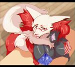  anthro breast_rest breasts condom delphox eyewear female geiru_mirua generation_6_pokemon glasses nintendo pokemon pokemon_(species) sexual_barrier_device solo video_games 