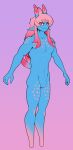  alien biped blue_body blue_skin dots gradient_body gradient_hair hair hi_res humanoid male male_humanoid nude nude_humanoid nude_male pink_hair pinup pointy_ears pose prick_ears red_eyes sillyseacreatur simple_face slim solo t-pose zeth_(drops) 