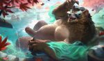 2025 alternate_species ambient_monkey anthro barazoku bear belly big_belly big_muscles big_pecs blue_eyes brown_body brown_fur canid canine clothed clothing detailed_background erection fur genitals glowing glowing_eyes group hi_res hot_spring humanoid_genitalia humanoid_penis league_of_legends looking_at_viewer looking_back looking_back_at_viewer male mammal mamtomthanhlich musclegut muscular nipples nude nude_edit nude_male open_clothing open_mouth open_smile open_topwear overweight overweight_anthro overweight_male partially_submerged pecs penis plant pseudo_eyebrows public public_nudity raccoon_dog raised_arm reclining riot_games smile social_nudity solo_focus stocky tanuki tencent thick_penis third-party_edit topwear tree volibear water wet wet_penis