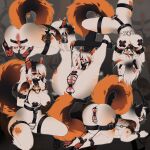all_fours alternative_fashion anthro anus ball_gag bdsm big_butt breasts butt canid canine chastity_belt chastity_device cuff_(restraint) emo female fox gag gagged genitals goth grey_background hands_behind_back harness hi_res legs_up looking_at_viewer looking_back lying mammal muzzle_(object) muzzled nude nude_anthro nude_female on_front pasties pawpads paws presenting presenting_anus presenting_hindquarters presenting_vulva pussy_tape rear_view restrained restraints simple_background solo straps submissive submissive_anthro submissive_female tape thick_thighs vulva wide_hips wire_basket_muzzle yeehaw_goth