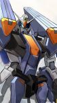  artist_name commentary duel_blitz_gundam green_eyes gundam gundam_seed gundam_seed_freedom highres looking_at_viewer mecha mecha_focus mobile_suit no_humans robot science_fiction simple_background solo standing tochio twitter_username upper_body v-fin weapon white_background 