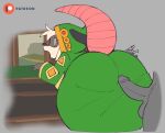 2025 :o american_opossum anthro atlyss balls bent_over big_butt black_ears black_nose butt caliginous clothing digital_media_(artwork) duo erection eyelashes facial_markings fangs female female_anthro female_focus fur genitals glans green_clothing green_robe grey_balls grey_body grey_glans grey_hands grey_markings grey_penis hair head_markings hi_res hooded_robe imminent_sex looking_at_another looking_back looking_back_at_another male male/female mammal markings marsupial mask_(marking) open_mouth patreon patreon_logo penis pink_tail robe sally_(atlyss) solo_focus standing tail teeth thick_thighs white_body white_eyes white_fur white_hair wide_hipped_anthro wide_hipped_female wide_hips