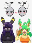 2025 accessory alternative_fashion anthro big_breasts black_clothing black_eyes black_eyewear black_glasses blush body_blush breast_blush breasts brown_eyewear brown_glasses brown_sclera clothing collar crossed_arms digital_media_(artwork) duo duskull ear_piercing eeveelution eyeshadow eyewear fangs female freckled_breasts freckled_face freckles generation_2_pokemon generation_3_pokemon generation_4_pokemon glasses goth gracidea grass green_hair greeting greeting_viewer hair hair_accessory happy hi_res huge_breasts leafeon lipstick long_hair looking_at_viewer luneiumbreon_(mintyspirit) makeup markings meme mintyspirit nerd nintendo open_mouth orange_clothing piercing pigtails plant pokemon pokemon_(species) purple_hair purple_lipstick red_sclera ring_(marking) serious serious_face smile sunnyleafeon_(mintyspirit) teeth tongue topwear umbreon white_eyes
