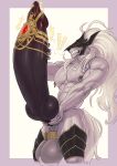 2025 abs absurd_res accessory animal_genitalia animal_penis anthro areola armor ball_ring balls barazoku biceps big_balls big_knot big_muscles big_penis bodily_fluids border canid canine canine_genitalia canine_penis canis claws clenched_teeth deltoids elden_ring emanata erection exclamation_point fishingmanmax fromsoftware fur gem genital_fluids genital_piercing genitals gold_(metal) gold_jewelry grey_background grey_border hair headgear helmet hi_res huge_balls huge_knot huge_penis hyper hyper_balls hyper_genitalia hyper_penis jewelry knot long_hair long_penis looking_pleasured male maliketh_(elden_ring) mammal masturbation muscular muscular_anthro muscular_male nipple_piercing nipple_ring nipples nude pecs penile penile_masturbation penis penis_accessory penis_jewelry penis_piercing piercing precum precum_on_self precum_squirt ring_piercing saggy_balls sheath simple_background solo standing teeth thick_arms thick_penis triceps tuft unconvincing_armor wolf
