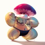 1:1 2021 absurd_res alice_pisoni black_clothing black_eyebrows black_thong black_underwear blush clothing colored costume digital_drawing_(artwork) digital_media_(artwork) elemental_creature elemental_humanoid english_description eyebrows eyes_closed featureless_feet feet fist full-length_portrait fungi_fauna fungi_humanoid fungus furrowed_brow furrowed_eyebrows hi_res humanoid inflatable_suit light lighting male mitten_hands mushroom mushroom_humanoid noseless not_furry nozzle portrait procreate_(artwork) shaded signature simple_background solo standing tan_body tan_skin thong toothy_grin underwear white_background