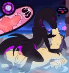 anthro balls black_body black_scales bodily_fluids cervical_contact cum cum_in_uterus cum_in_vagina cum_inside cumshot dominant dominant_female duo ejaculation featureless_chest female generation_2_pokemon generation_7_pokemon genital_fluids genitals hand_wraps hi_res hot_spring impregnation internal internal_vaginal interspecies interspecies_impregnation kissing male male/female meraence nintendo onsen ovum partially_submerged penetration penile penile_penetration penis_in_vagina pheromones pokemon pokemon_(species) power_bottom purple_eyes reptile salazzle scales scalie semi-anthro smile sperm_cell steam tail typhlosion uterus vaginal vaginal_penetration water wraps