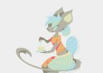 2017 anthro beverage blue_hair bottomwear brown_body brown_fur brown_tail chair clothing container cup digital_media_(artwork) domestic_cat felid feline felis female fur furniture green_bottomwear green_clothing green_hair green_skirt hair holding_container holding_cup holding_object holding_tea_cup mammal microsoft_paint_(artwork) naircat orange_clothing orange_shirt orange_topwear shirt simple_background sitting skirt solo tail tea tea_cup topwear white_background