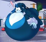 absurd_res anthro belly belly_on_ground big_belly big_butt blue_body blue_fur butt clothing eulipotyphlan fangs fluffy footwear fur green_eyes hair hand_on_belly hi_res huge_belly hyper hyper_belly inflation long_hair lying male mammal on_front outside red_clothing red_footwear red_shoes sega shoes socks solo sonic_the_hedgehog_(series) sonic_the_werehog sonic_unleashed spotlight teeth terito werecreature wereeulipotyphlan werehog wide_eyed