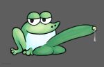 amphibian balls bedroom_eyes big_balls big_penis bodily_fluids digital_media_(artwork) dripping erection feral frog frog_pirate genital_fluids genitals glans green_body grey_background huge_balls huge_penis humanoid_genitalia humanoid_penis hyper hyper_genitalia hyper_penis looking_at_viewer male narrowed_eyes nintendo penis pincoosh precum precum_drip quadruped seductive signature simple_background smile solo yoshi&#039;s_island