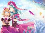  2girls autumn_leaves back_bow blonde_hair blue_eyes blue_sky bow bowtie closed_eyes collar colored_eyelashes commentary_request doll dress expressionless falling_leaves flower frilled_bow frilled_collar frilled_ribbon frills front_ponytail grass green_hair hair_bow hair_ribbon hands_on_another&#039;s_shoulders hina_ningyou holding holding_doll kagiyama_hina leaf lily_of_the_valley long_hair medicine_melancholy medium_hair mito_tsubaki multiple_girls multiple_views on_ground puffy_short_sleeves puffy_sleeves red_bow red_bowtie red_dress red_ribbon red_shirt red_skirt ribbon shirt short_sleeves skirt sky su-san touhou transparent_wings white_bow white_collar 