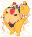 2025 abstract_background anthro areola arm_hair armband barazoku beard belly belly_overhang biceps big_belly big_bulge big_muscles bodily_fluids body_hair bowser bowser_day bracelet bulge character_name chest_hair clothing collar drooling english_text eyebrows facial_hair flexing flexing_bicep funzeesweet hair hairy happy_trail hi_res horn huge_belly huge_muscles jewelry koopa leg_hair looking_at_viewer male mario_bros musclegut muscular muscular_anthro muscular_male navel nintendo nipples non-mammal_nipples open_mouth open_smile overweight overweight_anthro overweight_male pecs plantigrade pubes saliva scalie shell simple_background smile solo spiked_armband spiked_bracelet spiked_collar spiked_shell spiked_tail spikes spikes_(anatomy) standing star tail teeth text thick_arms thick_thighs thong tongue underwear