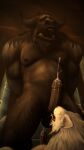  2021 3d_(artwork) 4k 9:16 absurd_res anthro archmage-rykarr black_body black_fur black_horn blizzard_entertainment bodily_fluids bovid bovine canid canine canis cum cumshot digital_media_(artwork) duo ejaculation erection facial_hair fur genital_fluids genitals hands_behind_back hi_res horn humanoid_genitalia humanoid_penis looking_pleasured male male/male mammal nipples nude open_mouth orgasm orgasm_face pecs penis sex tauren teeth video_games warcraft watermark were werecanid werecanine werewolf white_body white_fur wolf worgen 