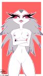  anthro avian beak breasts crossed_arms demon feathers female genitals helluva_boss hi_res looking_at_viewer mature_female nipples nude pink_eyes pussy smile solo stella_(helluva_boss) thick_thighs white_body white_feathers zenflow 
