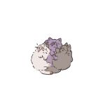  :3 animal_with_hair animalization ao_kaeru brown_cat cat closed_eyes fujishima_megumi grey_cat hair_bun hasu_no_daisankaku highres link!_like!_love_live! long_hair love_live! no_humans otomune_kozue purple_cat short_hair side_ponytail single_side_bun sleeping two_side_up u_u virtual_youtuber yugiri_tsuzuri 