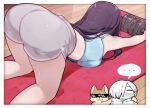  ... 1boy 1girl all_fours ass black_hair blue_sports_bra boku_no_kokoro_no_yabai_yatsu breast_press breasts carpet chibi commentary dog exercising feet_out_of_frame from_behind grey_shorts highres ichikawa_kyoutarou indoors instagram_username large_breasts lianbiglian long_hair short_shorts shorts sports_bra thighs top-down_bottom-up wooden_floor yamada_anna 