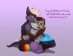  absurd_res alien ambiguous_species anthro armwear balls big_balls big_penis bodily_fluids clothing dialogue erection felid feline genital_fluids genitals geno28 glowing glowing_balls glowing_genitalia glowing_hair glowing_penis glowing_tongue hair hi_res hug huge_balls huge_penis hugging_object hugging_plushie hyper hyper_balls hyper_genitalia hyper_penis kurt_the_thunderfloof legwear likulau looking_at_viewer male mammal multi_balls multi_eye multi_genitalia multicolored_armwear multicolored_clothing multicolored_legwear multicolored_stockings nekojishi penis plushie precum rainbow_armwear rainbow_clothing rainbow_legwear rainbow_stockings sitting solo stockings studio_klondike tongue tongue_out torn_clothing vein veiny_penis watermark 