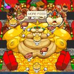  1:1 2_horns 3_toes 4_fingers anthro artsatsu belly big_belly big_butt big_cheeks boo_(mario) bottle bow_tie bowser butt candlestick claws close-up dialogue english_text feeding feet fingers furniture group hair horn huge_butt huge_cheeks hyper hyper_belly hyper_butt immobile inside koopa low_res male mario_and_luigi_(series) mario_bros morbidly_obese morbidly_obese_anthro morbidly_obese_male nintendo obese obese_anthro obese_male open_mouth overweight overweight_anthro overweight_male red_hair red_tongue scalie sharp_teeth sitting sofa solo_focus speech_bubble teeth text toes tongue tray_on_head video_games weight_gain xxedge 