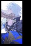  2boys armor black_background blue_cape blue_eyes cape coat collarbone crying crying_with_eyes_open grey_hair hands_on_own_cheeks hands_on_own_face highres honkai:_star_rail honkai_(series) multiple_boys mydei_(honkai:_star_rail) pauldrons phainon_(honkai:_star_rail) profile short_hair shoulder_armor single_pauldron solo_focus tears two-sided_cape two-sided_fabric tydjd071 white_background white_coat yellow_cape 
