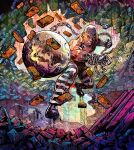  absorbing_man abstract_background bald brick brick_wall cement chain checkered_clothes checkered_pants colorful_background debris denim destruction dynamic_pose glint jeans junkyard marvel marvel_snap muscular muscular_male official_art pants puddle rubble science_fiction shiny_skin silver_chain sky skyline solo solo_focus sparkle star_(sky) starry_sky throwing_weapon topless_male vinartwork weapon western_comics_(style) wreckage wrecking_ball 