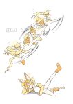  1girl above-cleavage_cutout absurdres animal_ear_fluff animal_ears bindonkan blue_archive clothing_cutout dee_jay fighting_game fox_ears fox_girl halo highleg highleg_one-piece_swimsuit highres jacket long_hair official_alternate_costume official_alternate_hairstyle one-piece_swimsuit orange-tinted_eyewear seia_(blue_archive) seia_(swimsuit)_(blue_archive) side_ponytail street_fighter street_fighter_6 sunglasses swimsuit tinted_eyewear very_long_hair visor_cap white_one-piece_swimsuit yellow_halo yellow_jacket yellow_visor 