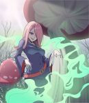  bottle breasts dress highres holding holding_bottle kanashikeki little_witch_academia long_dress luna_nova_school_uniform mushroom pouring school_uniform smoke sucy_manbavaran 