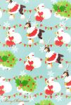  bell blue_background cape closed_eyes delibird ekm from_side fur-trimmed_cape fur_trim merry_christmas mistletoe no_humans outdoors pokemon pokemon_(creature) sawsbuck sawsbuck_(winter) scarf shaymin smile snowflakes string_of_flags striped_clothes striped_scarf 