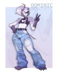 2025 5_fingers absurd_res anthro avian barred_owl beak bird blue_eyes bottomwear budoti clothed clothed_anthro clothed_female clothing denim denim_bottomwear denim_clothing dominic_(budoti) eyebrows eyelashes feet female female_anthro fingers gesture hand_gesture hand_on_hip hi_res jeans looking_at_viewer midriff navel owl pants solo standing strix_(genus) talons toes torn_bottomwear torn_clothing torn_jeans torn_pants true_owl v_sign yellow_sclera zoom_layer